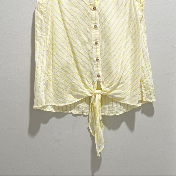 ANTHROPOLOGIE MAEVE Women’s Yellow White Stripe Sleeveless Tie Front Top Size 4 - Picture 4 of 6